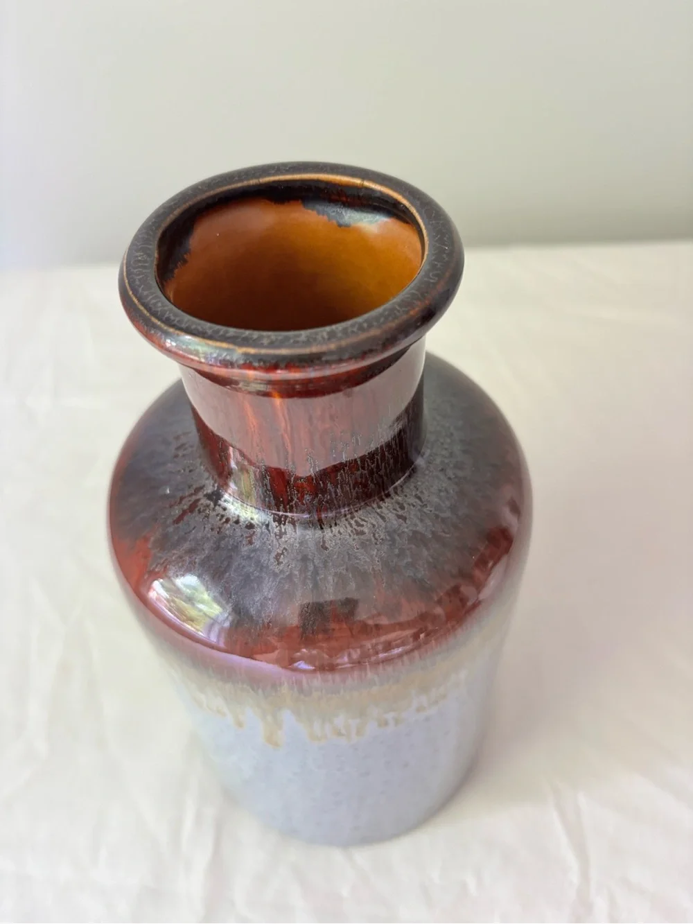 Handmade Two-Tone Ceramic Vase in brown and  Gray